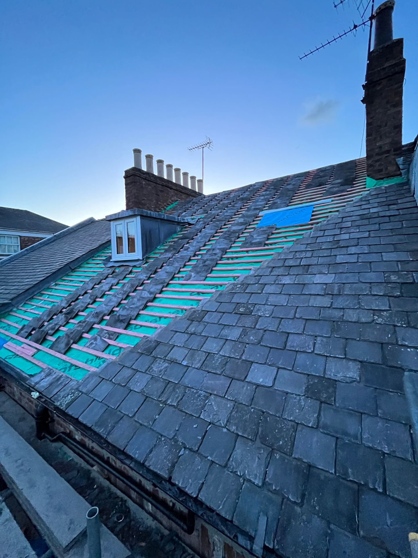 Slate roof preparation by JDL Roofing